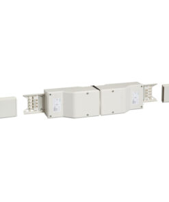 Light grey Schneider Electric Canalis KNA 100A central feed, rectangular, modular.