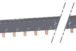 Schneider Electric busbar, dark frame, copper connection prongs, 4-pole, 100A, 18mm pitch.