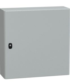 Schneider Electric Spacial S3D wall cabinet, metallic, IP66-protected. Gray metallic wall cabinet, rectangular shape, black lock, RAL7035 color.