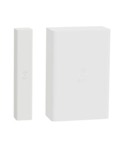 Two white rectangular wireless door and window sensors with a minimalist design.