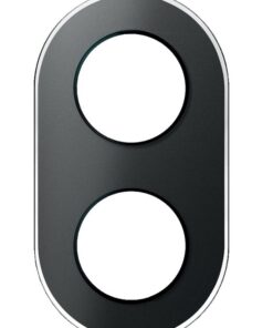 Black, oval-shaped Schneider Electric Renova glass frame for two switches, modern and stylish design.
