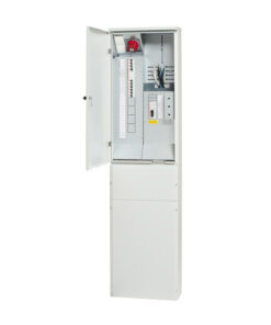 ABB YM5T09URJ-LO8 2T Y 50A IP34 power supply in white A white metallic uninterruptible power supply, open door revealing the internal electronic components.
