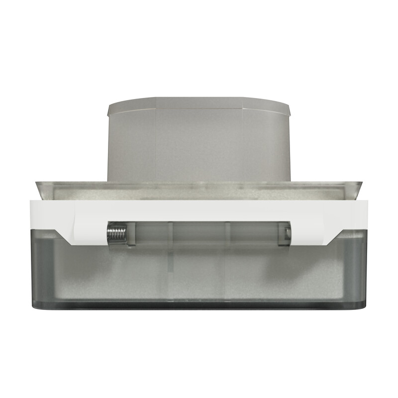 Schneider Electric Exxact IP44 protective cover for general use Gray and white low-profile IP44 protective cover, front view and slightly from below.