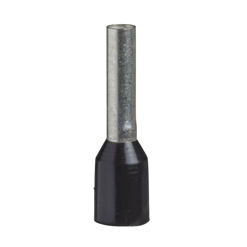 Schneider Electric Linergy DZ5CE015 connector, black, 1.5 mm² Black cylindrical connector with a metallic top and a plastic bottom.