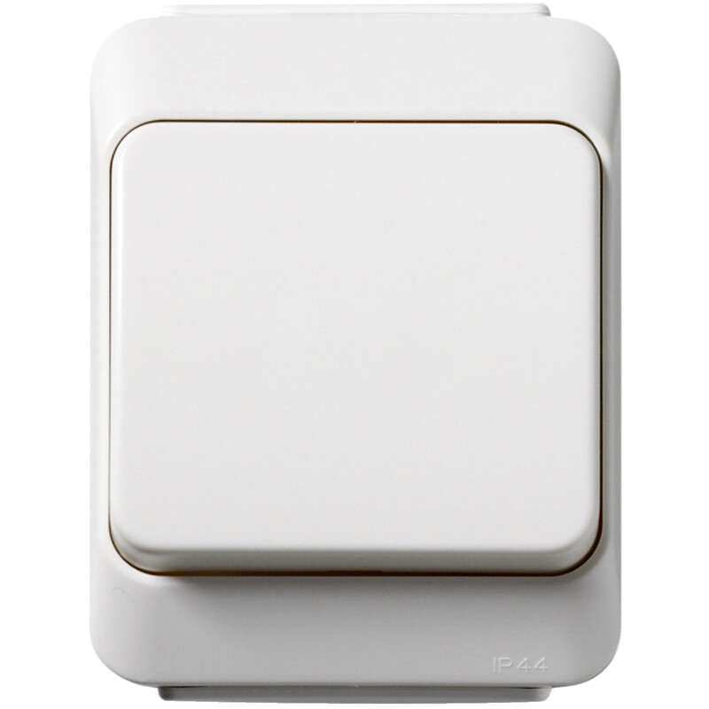 Schneider Electric Artic IP44 6/1 switch, white 16A/250V. White IP44-protected wall switch, square design, flat surface.