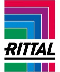 Rittalin värikäs logokuvio, jossa punaisen, violetin, sinisen ja vihreän sävyisiä kulmikkaita raitoja valkoisella taustalla.